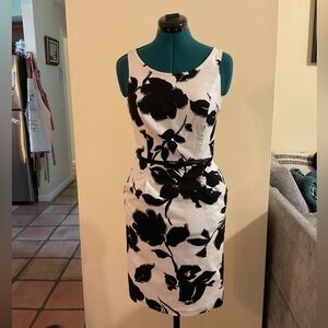 White House Black Market Black and White Midi Dress